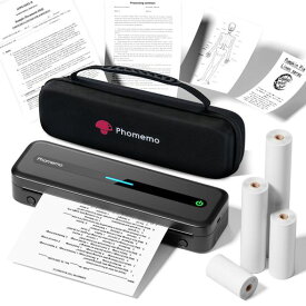 PhomemoM832モバイルプリンターA4感熱ロール紙収納ボックス同梱小型携帯プリンターサーマルPC対応スマホ対応業務用/家庭用/旅行用/学習用216mm/210mm/110mm/80mm/53mm幅広い対応(ブラック)