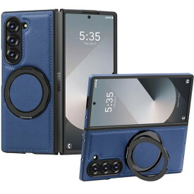 JSTNMEBOGalaxyZFold75G用ケースMagnetic対応リング付き耐衝撃レンズ保護ギャラクシーゼットフォールド75g用ケースマグネット搭載360°回転PC+PUレザー衝撃吸収スタンド機能黄変防止