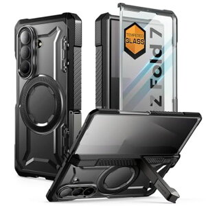 SUPCASE Galaxy Z Fold 7 SC-56F/SCG34 �P�[�X MagSafe �X�^���h �K���X�t�B���� 20ft�ϏՌ� �u���b�N