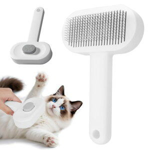 Okiki猫ブラシ犬用ブラシペットブラシ猫・犬用ブラシワンタッチ痛くない抜け毛対策短毛・長毛対応グルーミングお手入れ簡単