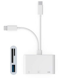 3in1Lightning/Type-cSDカードカメラリーダー【2025新MFi認証品】USB/SD/TF変換アダプタiPhoneライトニング/タイプcSDカードリーダー設定不要写真/ビデオ高速双方向転送OTG機能iPhone