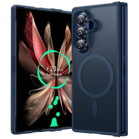 AunoteGalaxyZFold7ケースMagSafeに対応耐衝撃レンズ保護耐久性黄ばみなし指紋防止ワイヤレス充電対応ZFold7ケースマグネット半透明ブルー