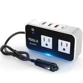 インバーター12v100vYSOLX200WシガーソケットコンセントUSB急速充電(18W)/20WUSB-C/4.8Aデュアル車コンセントカーインバーターシガーソケットコンセント変換