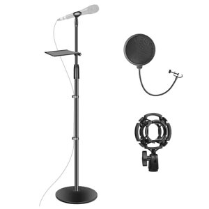 OUKMIC�}�C�N�X�^���h86~190cm���߉\�ȃJ���I�P�t���A�}�C�N�X�^���h���O���\�ȃV���b�N�}�E���g�A�|�b�v�t�B���^�[�A�d���~�`�x�[�X�A�P�[�u���N���b�v�A�o�����^�}�C�N�N���b�v�c