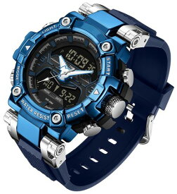 findtime腕時計メンズデジタルウォッチうでとけいデュアルタイムアナログミリタリーウォッチストップウォッチアラーム防水スポーツウォッチランニングウォッチ夜光バックライト曜日日…