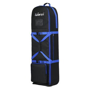 ゴルフバッグカバーキャスター付き9.5型まで対応900Dゴルフ用トラベルカバー航空バッグ(青+黒)