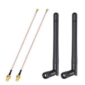 BINGFU �f���A���o���hWiFi�A���e�i 3dBi MIMO RP-SMA�I�X(2�p�b�N)+ 2 x 30 cm RG178�P�[�u��