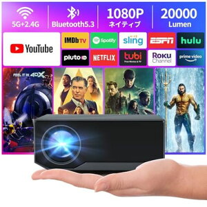 ZDKBluetooth5.0����&5GWIFI1080P�t��HD���P�x���^�v���W�F�N�^�[�ƒ�p�~�j�y�ʃv���W�F�N�^�[�V��20000Lumens4K�Ή��z�[���V�A�^�[