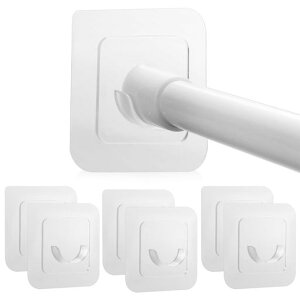 DFsucces突っ張り棒支え補強6個入3.8mmつっぱり棒落下防止強力粘着穴開け不要取り付け簡単壁付けテープ付き落ちない固定室内物干し竿受け(タイプ1)