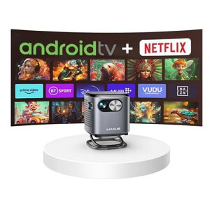 WiMiUSQ2プロジェクター小型【AndroidTV搭載/DLP/360度の天井投影/自動垂直台形補正/短焦点/静音/防塵】屋外用/家庭用/5GWiFi/Bluetooth5.2/HIFIスピーカーminiモバイルホームシアター