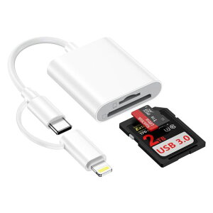Ocbuo SD�J�[�h���[�_�[ Type-C&Lightning 2in1�}�C�N��SD�J�[�h���[�_�[ 1��2�� �����f�[�^�ڍs TF Microsd�J�[�h���[�_�[ iPhone17/16/15/14/13/12/11 Android �X�}�z