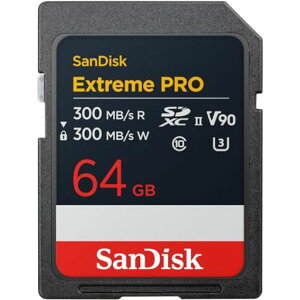 SanDisk64GBExtremePROSDXCUHS-IIメモリーカード-最大300MB/秒の読み取りと書き込み速度、V90、8K、4KUHD、SDカード-SDSDXDM-064G-GN4IN。