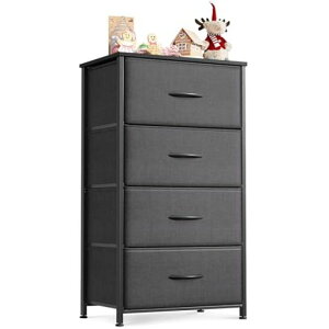 KKLチェストタンス衣類収納収納ケース引き出しリビング収納布製引き出し衣装ケース箪笥転倒防止低ホルム安定感4段【幅40x奥行30x高さ80cm】ダークグレー