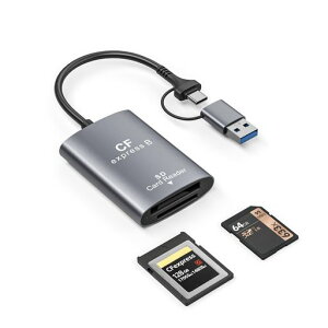 TREE DREAM CFexpress Type B SD�J�[�h���[�_�[, �f���A���|�[�gUSB-A/Type-C����, 10Gbps�����]��, �A���~������,�����F���@�\,�R���p�N�g�݌v