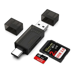 SD�J�[�h���[�_�[ �^�C�vc & USB 3.0 2in1 OTG�Ή� �}�C�N��SD�J�[�h���[�_�[ 2���J�[�h�����Ǐ� �����]�� ���^ �y�� type-c usb-A�|�[�g 2TB�܂ő�e�ʃJ�[�h�ɑΉ� Android �X�}�z iPhone