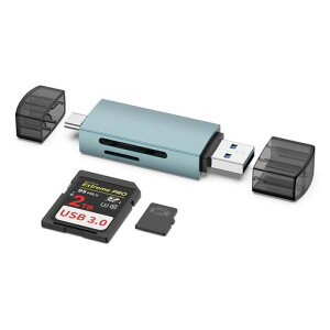 SD�J�[�h���[�_�[ �^�C�vc & USB 3.0 2in1 OTG�Ή� �}�C�N��SD�J�[�h���[�_�[ 2���J�[�h�����Ǐ� 5Gbps �����]�� USB-C USB-A�|�[�g ���^ �y�� 2TB�܂ő�e�ʃJ�[�h�ɑΉ� Android �X�}�[�g�t�H��