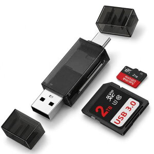 ANNIBER SD�J�[�h���[�_�[ 2-in-1 Type-C&USB3.0 �}�C�N��SD�J�[�h���[�_�[ OTG�Ή� �������]�� �^�C�vc �J�[�h���[�_�[ 2TB�܂ŃT�|�[�g iPhone17���� iPhone16�E15�V���[�Y/Galaxy