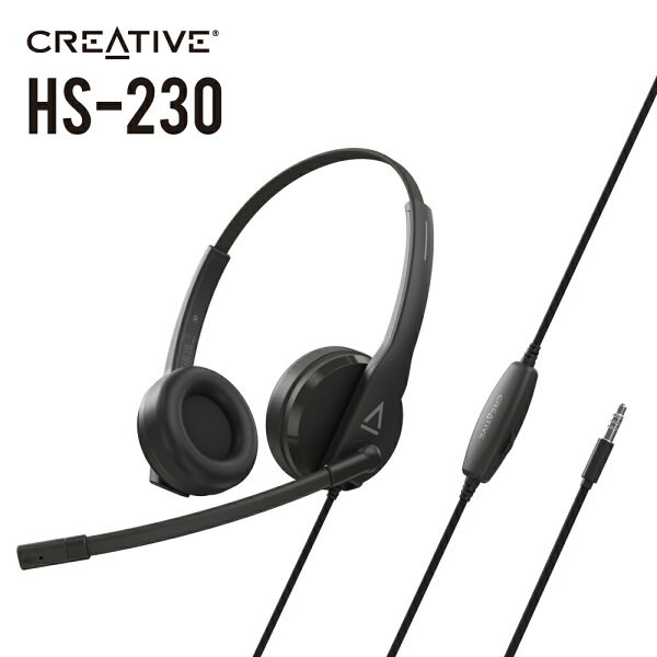 Creative HS-230 ノイズキャンセリング マイク /インライン コントロール搭載USBおよび3.5mm アナログ接続対応ヘッドセット HS-230