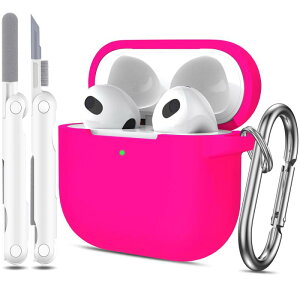 R-fun AirPods ��3����P�[�X�J�o�[ �N���[�i�[�L�b�g�ƃL�[�`�F�[���t�� Apple AirPods 3 2021�p�\�t�g�V���R���ی�P�[�X ���[�Y�s���N