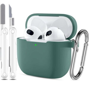 R-fun AirPods ��3����P�[�X�J�o�[�A�N���[�i�[�L�b�g�ƃL�[�`�F�[���t���AApple AirPods 3 2021�p�\�t�g�V���R���ی�P�[�X - �p�C���O���[��