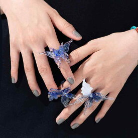 指輪 レディース ジュエリー 琉璃 蝴蝶 モチーフ 伝統的 工芸品 おしゃれ アクセサリー 個性的 繊細 きれいめ 上品 華奢 かわいい ギフト 贈り物 プレゼント 記念日 誕生石 スタイル デイリー カジュアル エレガント 高級感 鮮やか ガラス素材 透