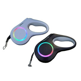 LEDライト付き伸縮リード（充電式）5m 伸縮リード LEDライト付き 5mリード 耐久性ナイロン 安全散歩 暗い道 光るリード カラーバリエーション ペット用リード 夜の散歩