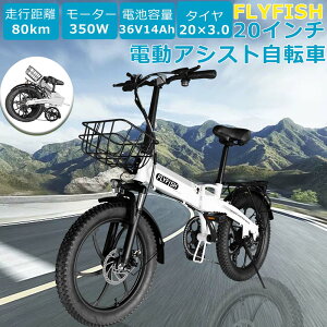 �y�ŐV���f���zFLYFISH �������s�\ �Ƌ��s�v �^���F�� �d���A�V�X�g E�o�C�N 20�C���` �d���A�V�X�g���]�� 36V14Ah�o�b�e���[ �܂肽���ݎ��]�� 350W���[�^�[ �������� �J�S�t�� 350W���[�^�[ 20in