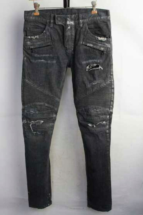 楽天市場】バルマン バイカーパンツ 正規品 BALMAIN ダメージ加工【29  