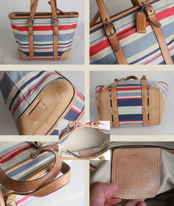 楽天市場】コーチ バッグ【中古】【レディース】COACH マルチボーダー 