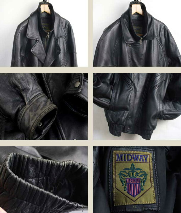 楽天市場】レザージャケット【中古】【メンズ】1990年代 MIDWAY【XL 