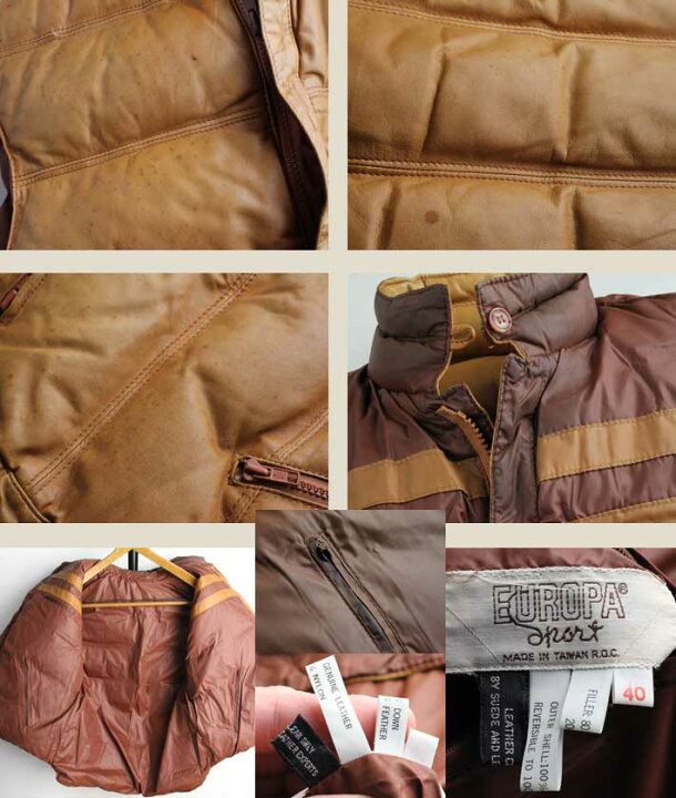 楽天市場】レザーダウンベスト 中古 1980年代 EUROPA Sport【40】（【L  