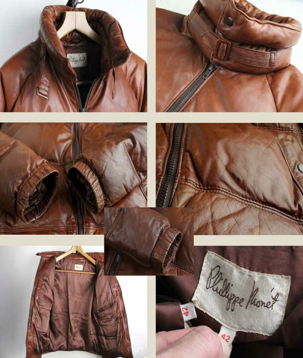 楽天市場】レザーダウンジャケット 中古 希少 80年代 Philippe Monet  