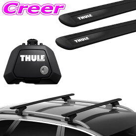 【世界最高水準の安全性!!安心の最長5年保証!!】 THULE ルーフキャリア取付2点セット ホンダ GR系 フィット(クロスタールーフレール付き)用 フット710410＆ウイングバー(ブラック)EVO7112B セット
