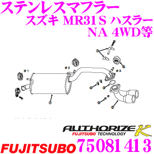 【5H限定】ほぼ全品P10倍\29日21:00〜30日01:59/藤壺技研工業 フジツボ AUTHORIZE K 750-81413 スズキ MR31S ハスラー ターボ 2WDなど 2本出し デュアルマフラー 出口径: 76.3mm 車検対応/メーカー保証2年