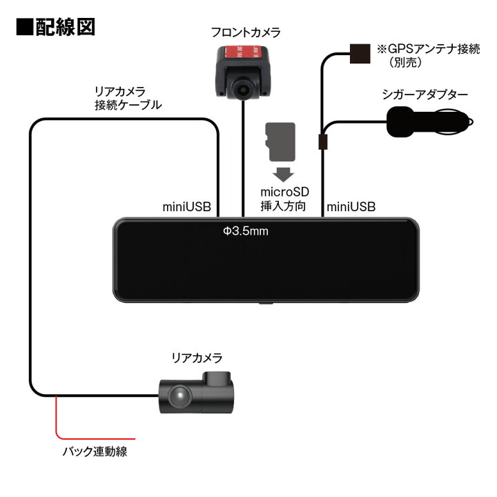 楽天市場】マックスウィン MDR-C012B 前後2WAY ドライブレコーダー付 