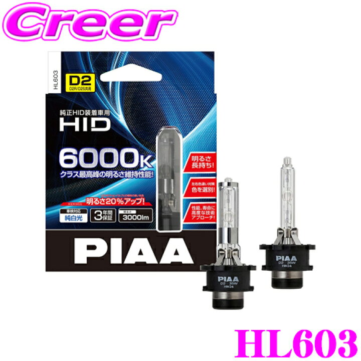 楽天市場】PIAA HL603 ヘッドライト用純正交換HIDバルブ D2R/D2S 
