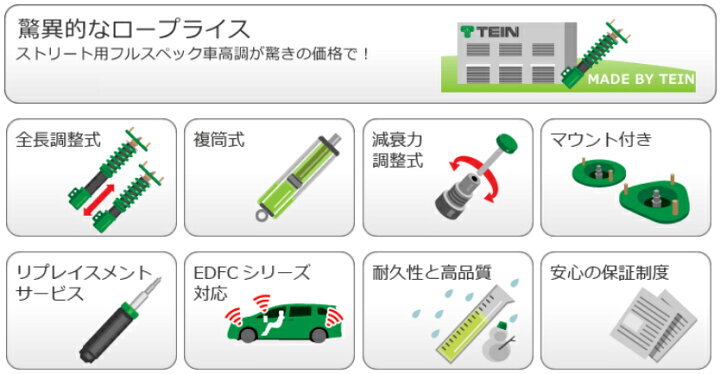 楽天市場】TEIN テイン FLEX Z VSQ08-C1AS3 減衰力16段階 車高調整式 