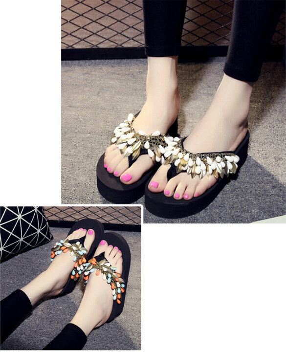 サンダル ビーチサンダル おしゃれ ウェッジソール トングサンダル ハイヒール ビーサン レディース 個性的 厚底 女の子 女子 女性 手作り 滑り止め 美脚 蝶飾り 最大84 Offクーポン トングサンダル