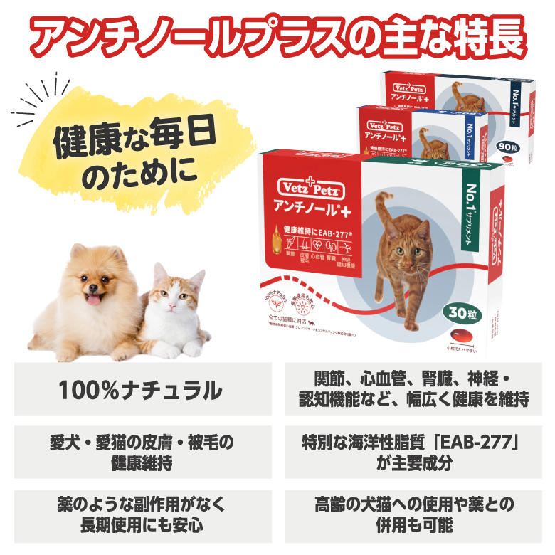 正規取扱店】 アンチノールプラス 猫用サプリメント 90粒