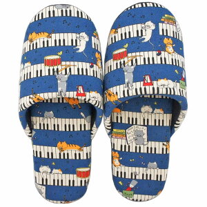スリッパ かわいい 鍵盤ネコソフト 2サイズ 子供用20cmまで 約24.5cmまで 日本製 ネコ柄 静音 洗える 職人 音符 滑り止め底