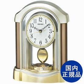 SEIKO セイコー クロック 置き時計 電波 アナログ 飾り振り子 薄金色 パール【BZ238B】