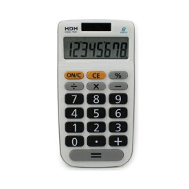 HDH 電卓 8桁 手帳サイズ くっきり見やすい数字 シンプル電卓 ホワイト【HDC-Y01】