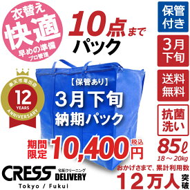 衣替えセール！【500円OFFクーポン付き】【送料無料】 【令和8年3月下旬(納期)青10・タタミ】 10点まで 宅配クリーニング 保管 宅配 クリーニング 詰め放題 宅配 ダウン 枚数制限なし クレス