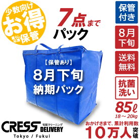 ポイント5倍! 【8月下旬パック7点】クリーニング 保管 詰め放題 宅配 送料無料 ダウン 枚数制限なし 入れ放題 宅配クリーニング ポイント クーポン 抗菌 除菌 シミ抜き 毛玉取り 新生活クレス クリーニング