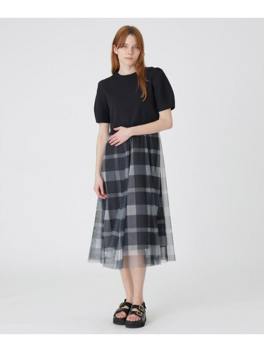 楽天市場】【美人百花コラボ】クレストブリッジチェックチュールニット  