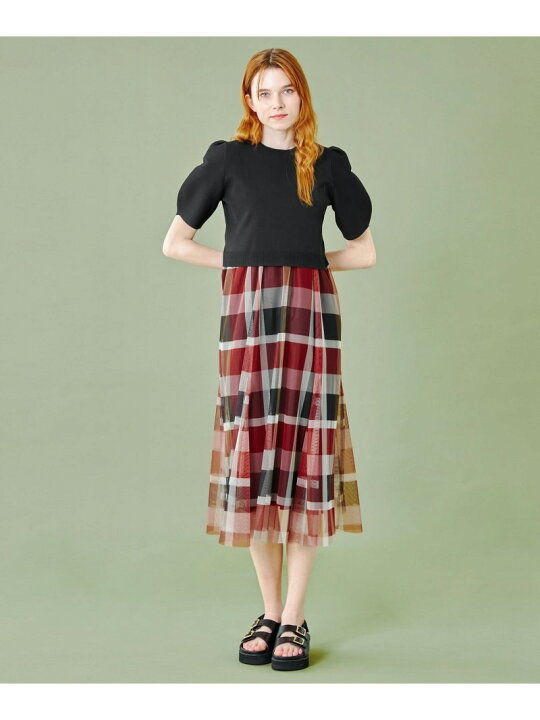 楽天市場】【美人百花コラボ】クレストブリッジチェックチュールニット  