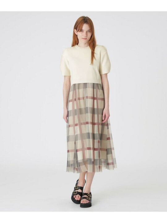 楽天市場】【美人百花コラボ】クレストブリッジチェックチュールニット 