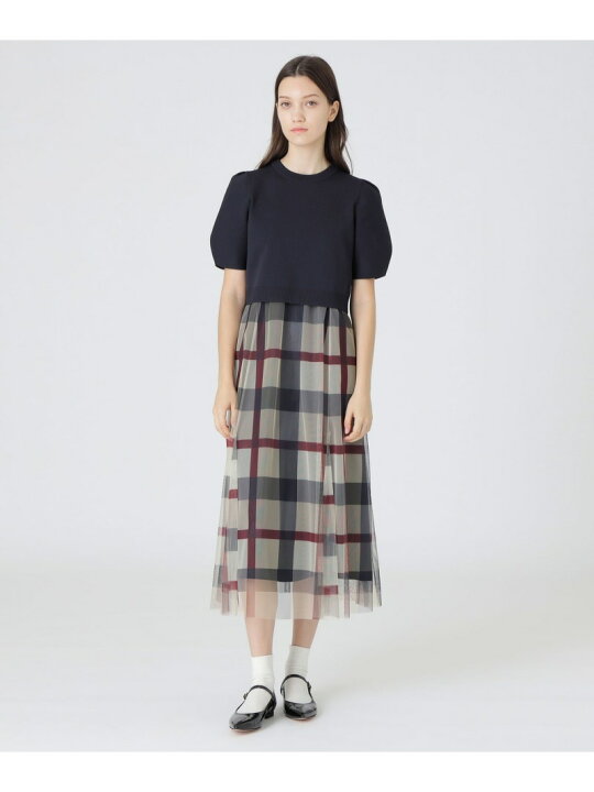 楽天市場】【美人百花コラボ】クレストブリッジチェックチュールニット 