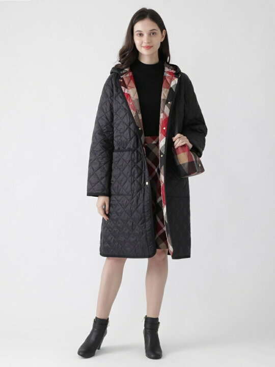 ブルーレーベルクレストブリッジ キルティングコート ロング 赤  