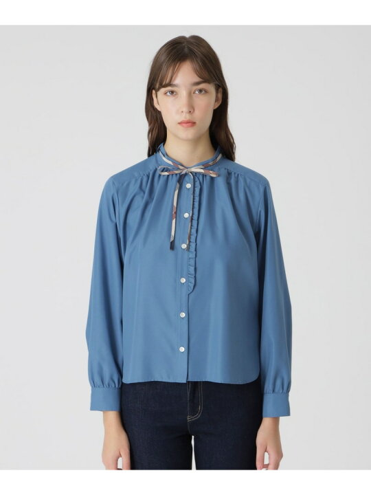 楽天市場】【SALE／21%OFF】コットンライクスパンローンブラウス BLUE 